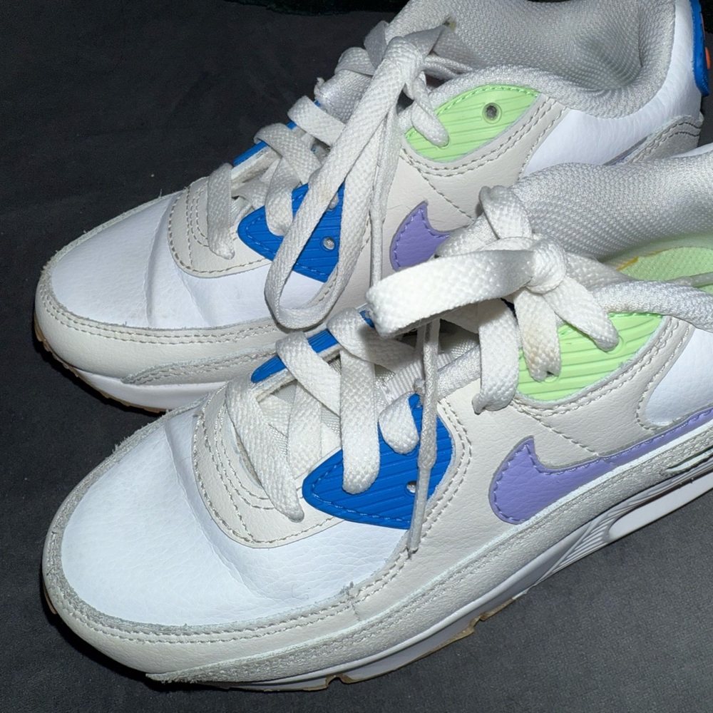Kids White and Blue Sneakers